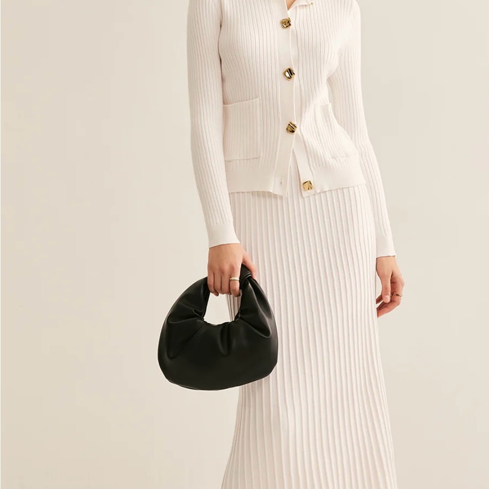 Elegant White Pleated Knit Sweater Set